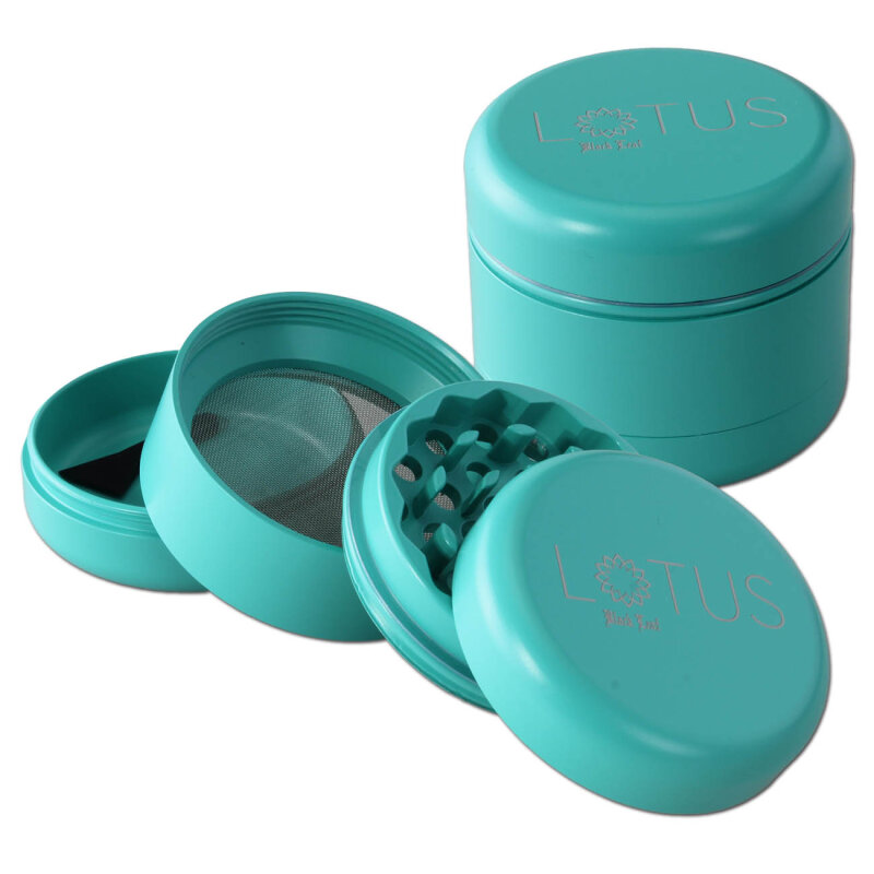 Aluminum mill Black Leaf Lotus turquoise 4-piece. ceramic coated Ø55mm