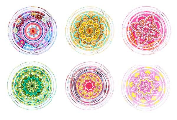 Glass ashtray round, ø 10cm "Mandala"