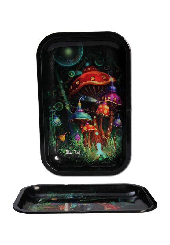 Black Leaf Rolling Tray Mushroom